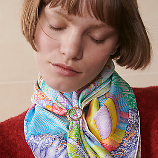 Trio Loupe scarf 90 ring - Yellow | Hermès Saudi Arabia